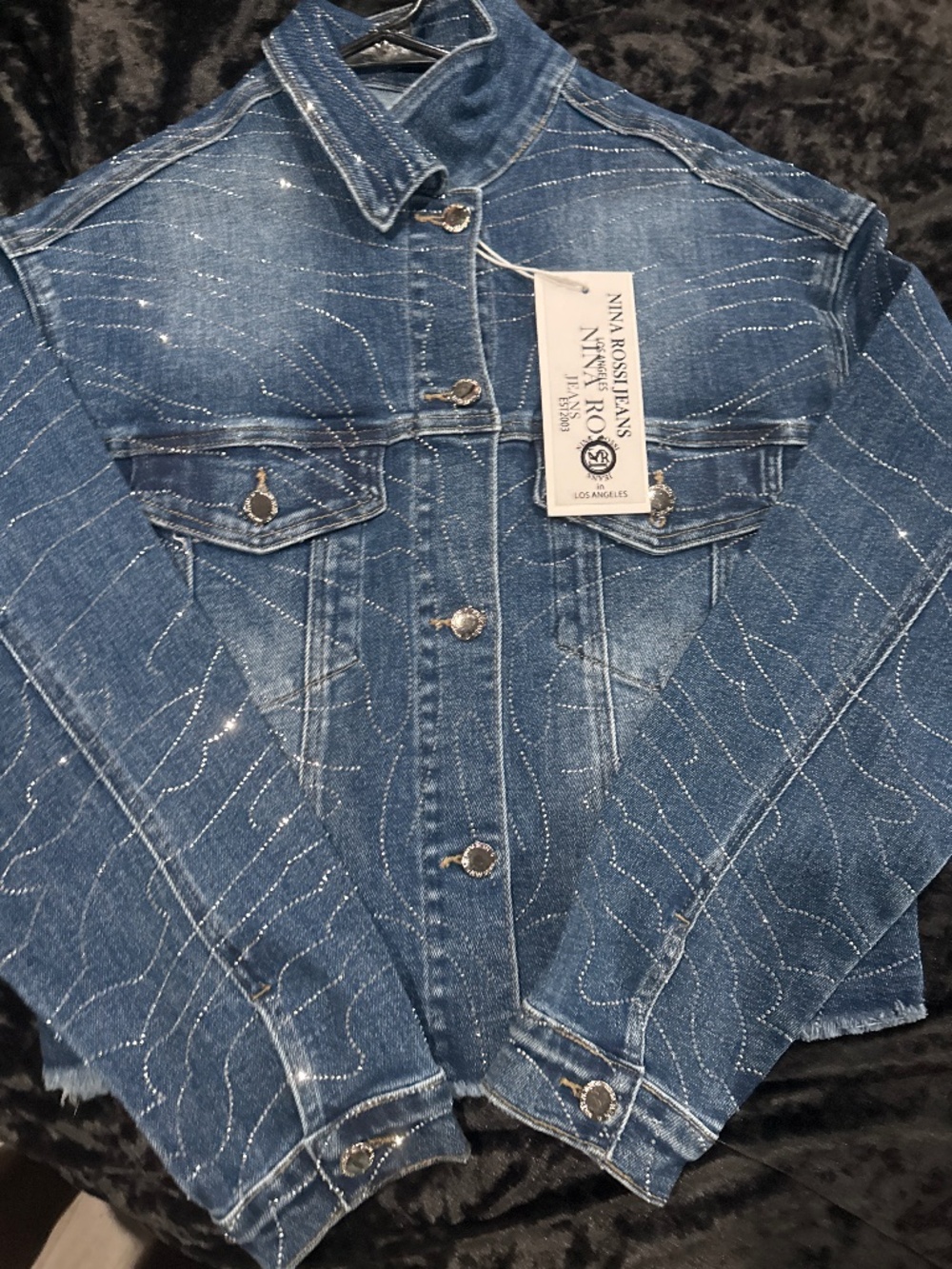 Swirl rhinestone Jean jacket